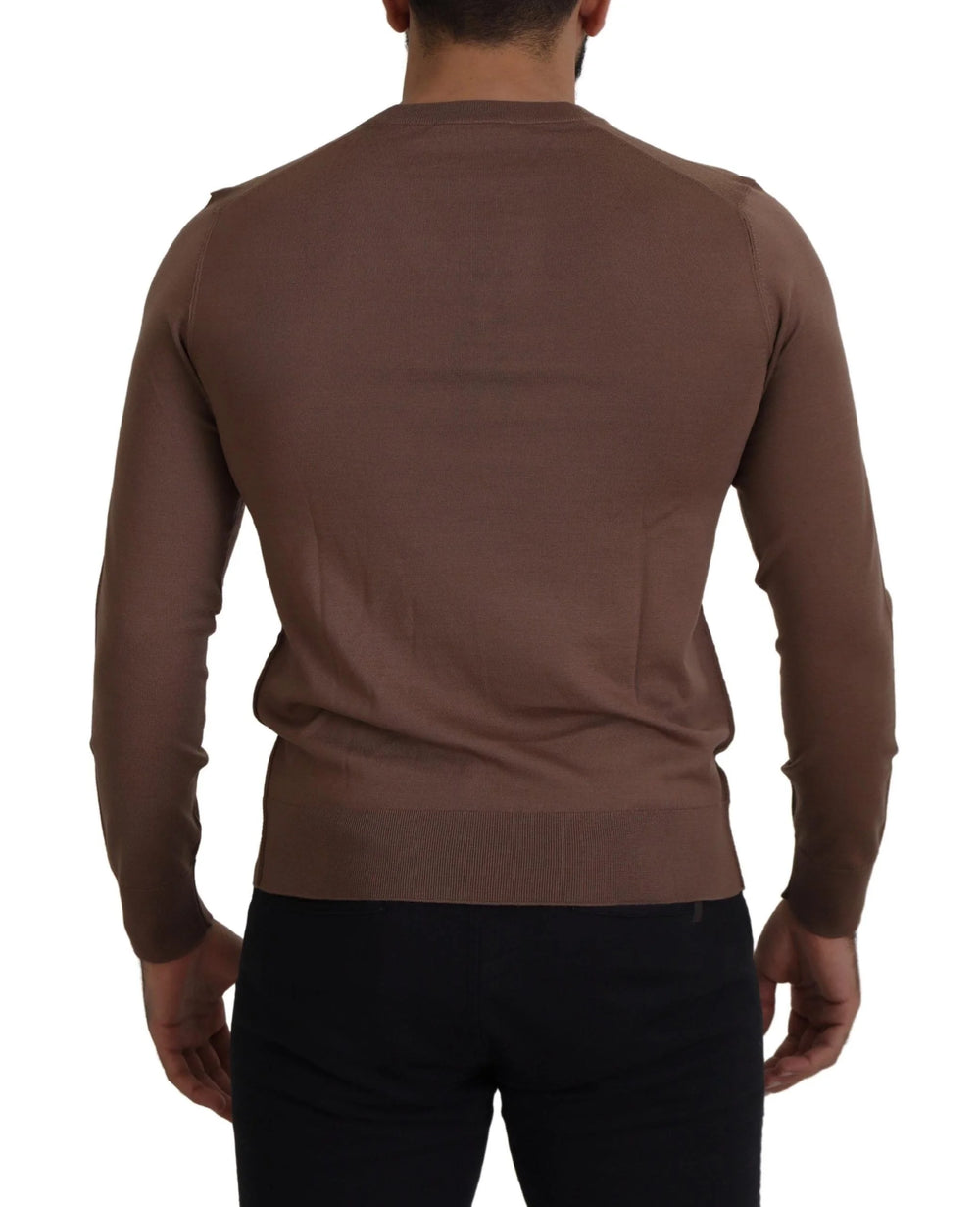 Dolce & Gabbana Brown Wool Men V-neck Pullover Sweater - IT39 | S - Sweaters