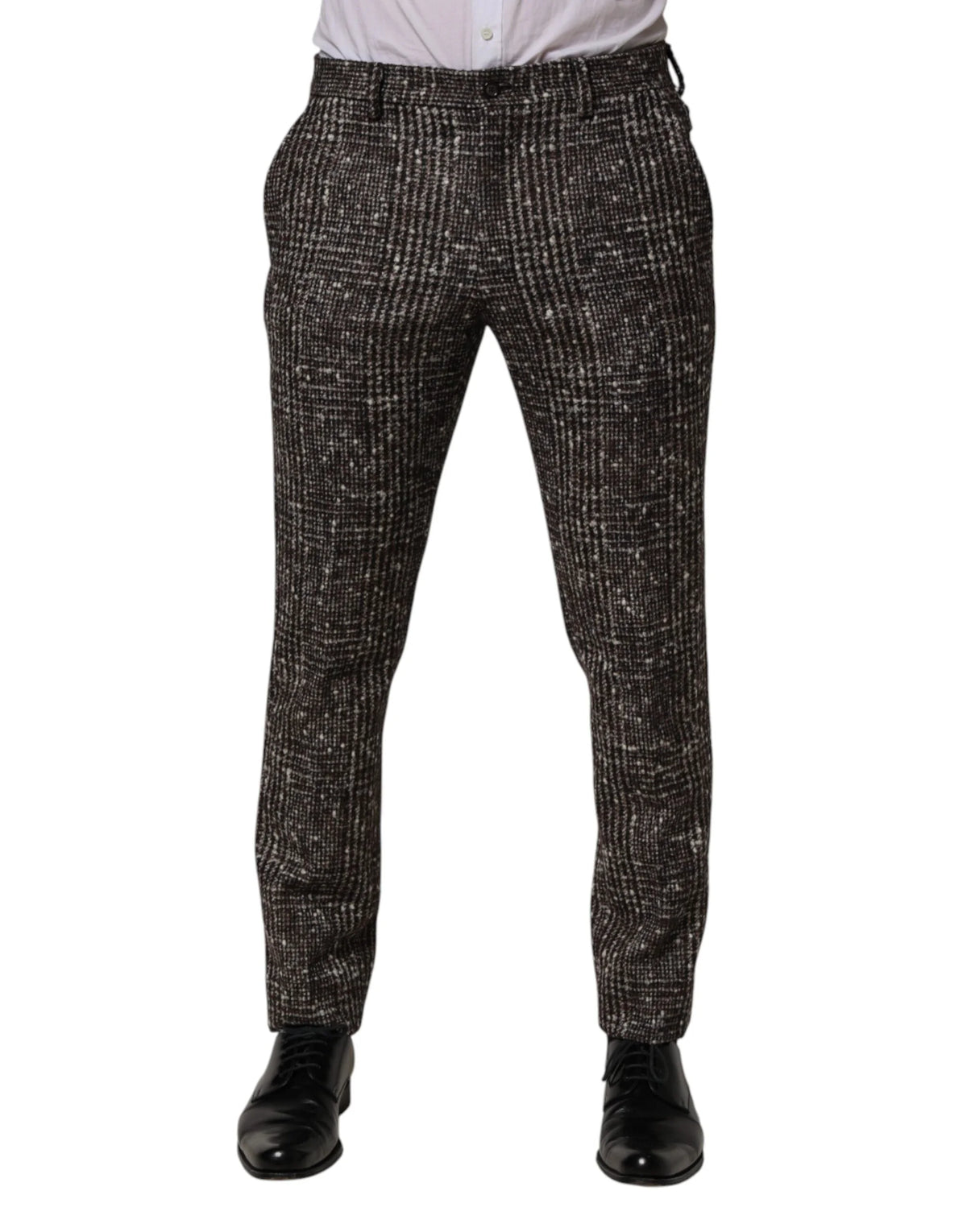 Dolce & Gabbana Brown Wool Plaid Skinny Dress Trouser Pants - IT48 | M