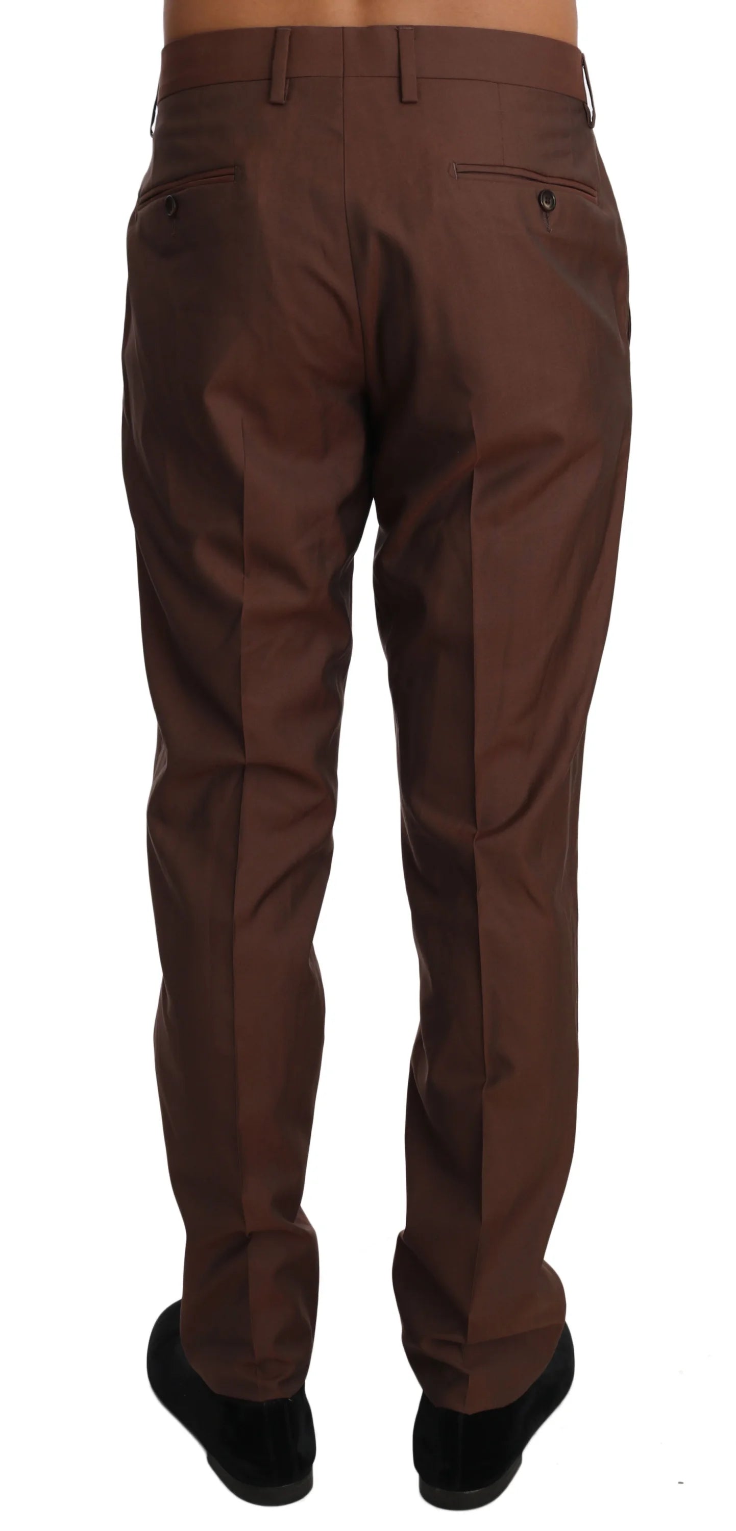 Dolce & Gabbana Brown Wool Silk Formal Trousers Pants - IT54 | XXL - Trousers