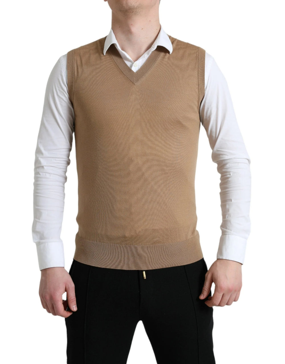 Dolce & Gabbana Brown Wool Sleeveless Pullover Sweater - IT48 | M - Sweaters