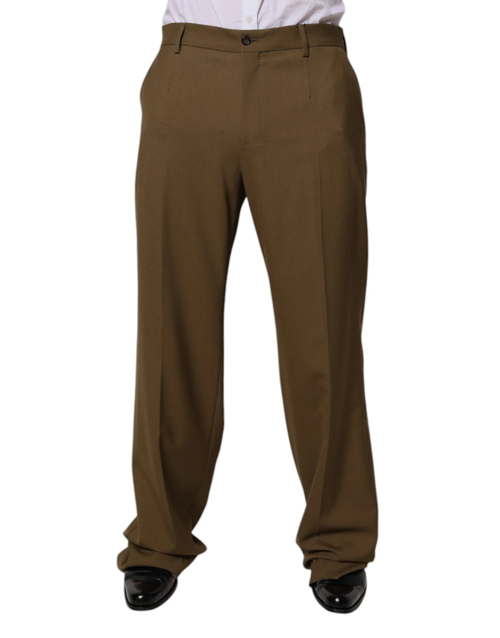 Dolce & Gabbana Brown Wool Straight Formal Dress Pants - IT48 | M - Trousers