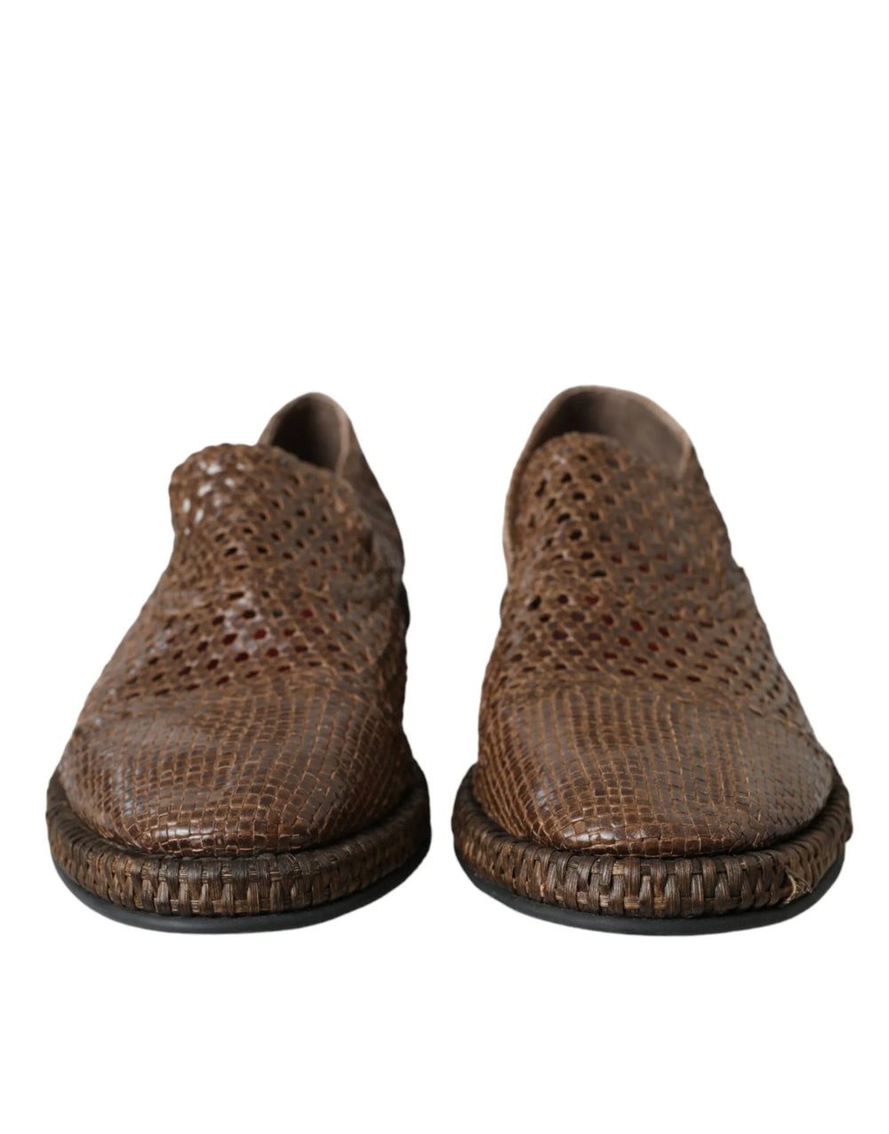 Dolce & Gabbana Brown Woven Leather Loafers Casual Shoes - EU41/US8 - Flats