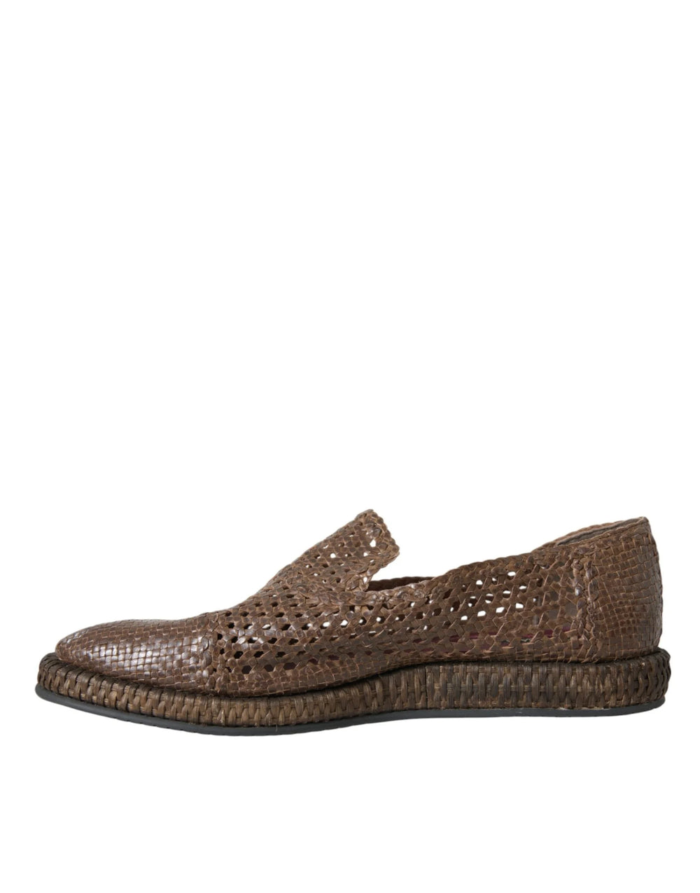 Dolce & Gabbana Brown Woven Leather Loafers Casual Shoes - EU41/US8 - Flats