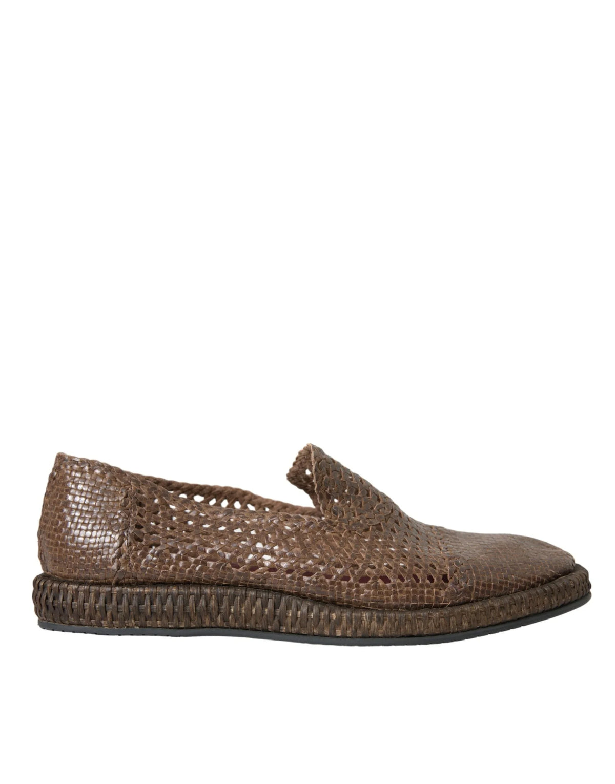 Dolce & Gabbana Brown Woven Leather Loafers Casual Shoes - EU41/US8 - Flats