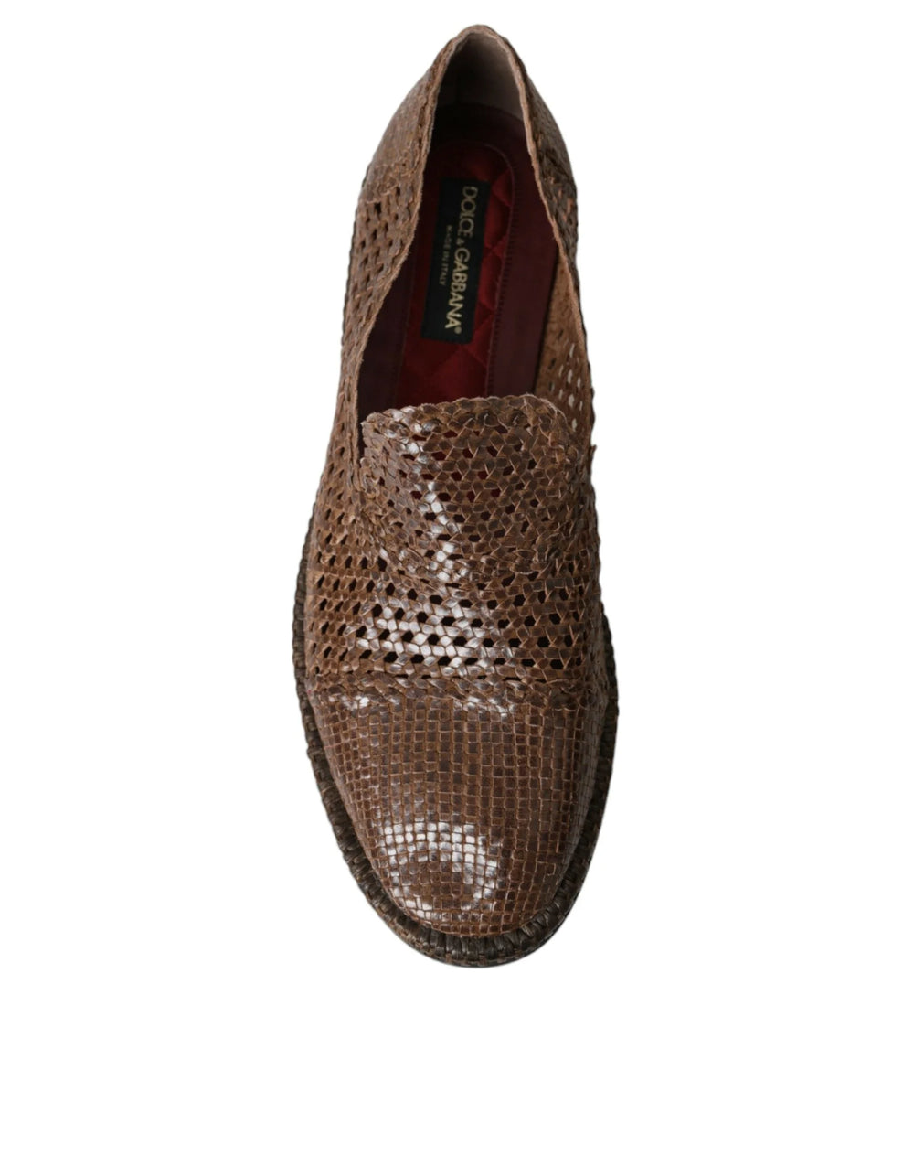 Dolce & Gabbana Brown Woven Leather Loafers Casual Shoes - EU41/US8 - Flats