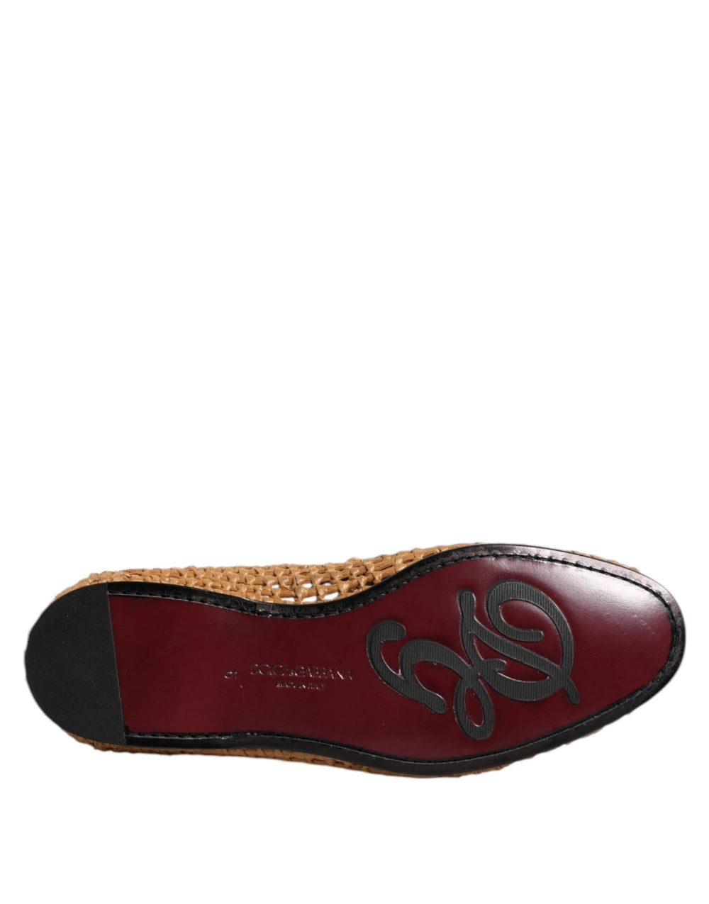 Dolce & Gabbana Brown Woven Raffia Slip On Loafers Shoes - Flats