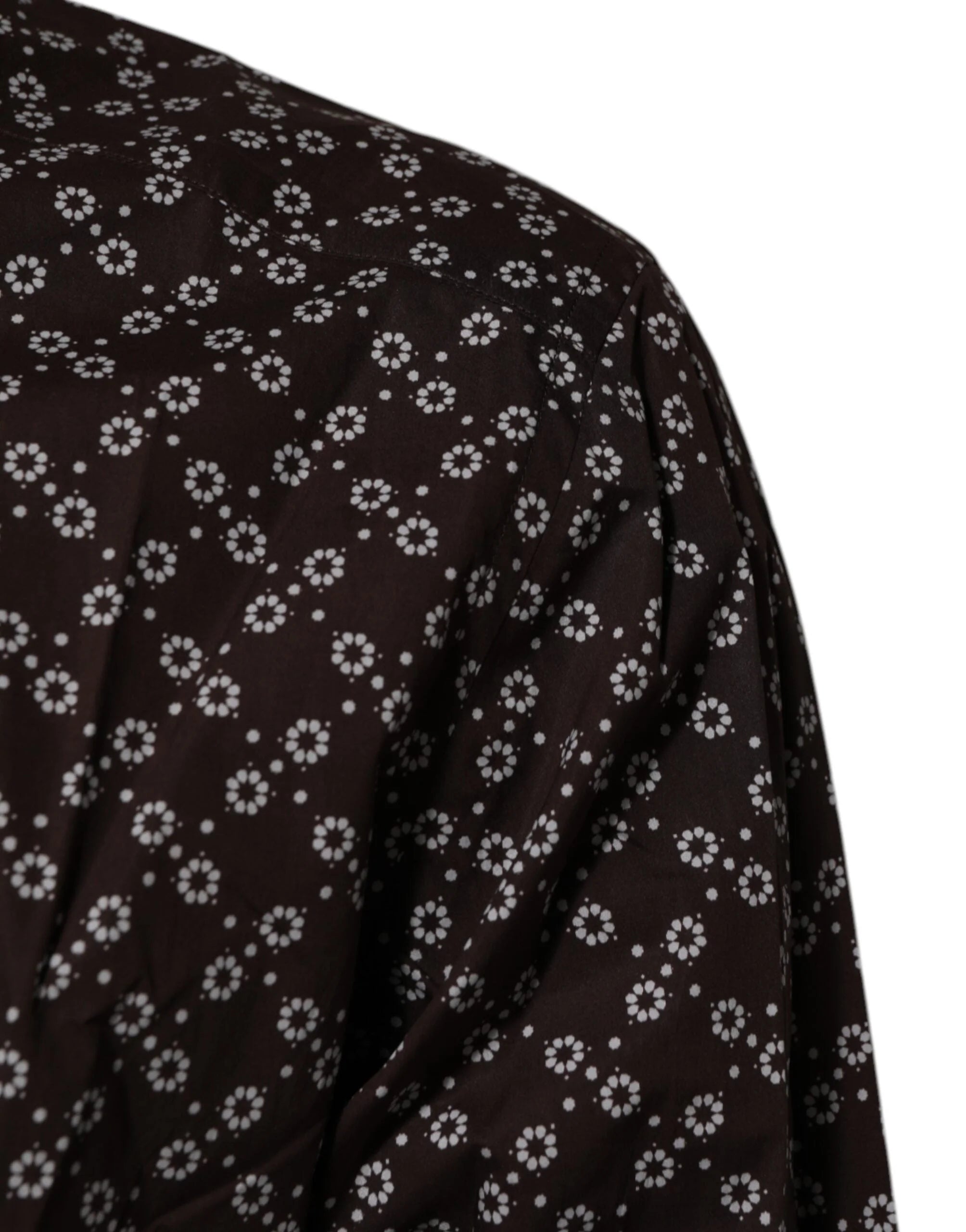 Dolce & Gabbana BrownFloral Collared GOLD Formal Dress Shirt - IT42 | XL