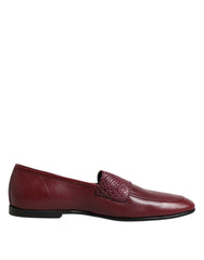 Dolce & Gabbana Burgundy Calfskin Leather Formal Slip On Shoes - Flats