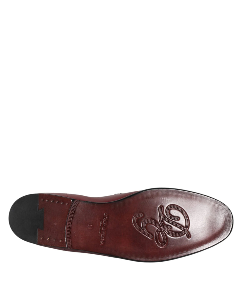 Dolce & Gabbana Burgundy Calfskin Leather Formal Slip On Shoes - Flats