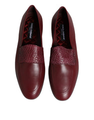 Dolce & Gabbana Burgundy Calfskin Leather Formal Slip On Shoes - Flats