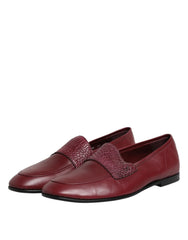Dolce & Gabbana Burgundy Calfskin Leather Formal Slip On Shoes - Flats