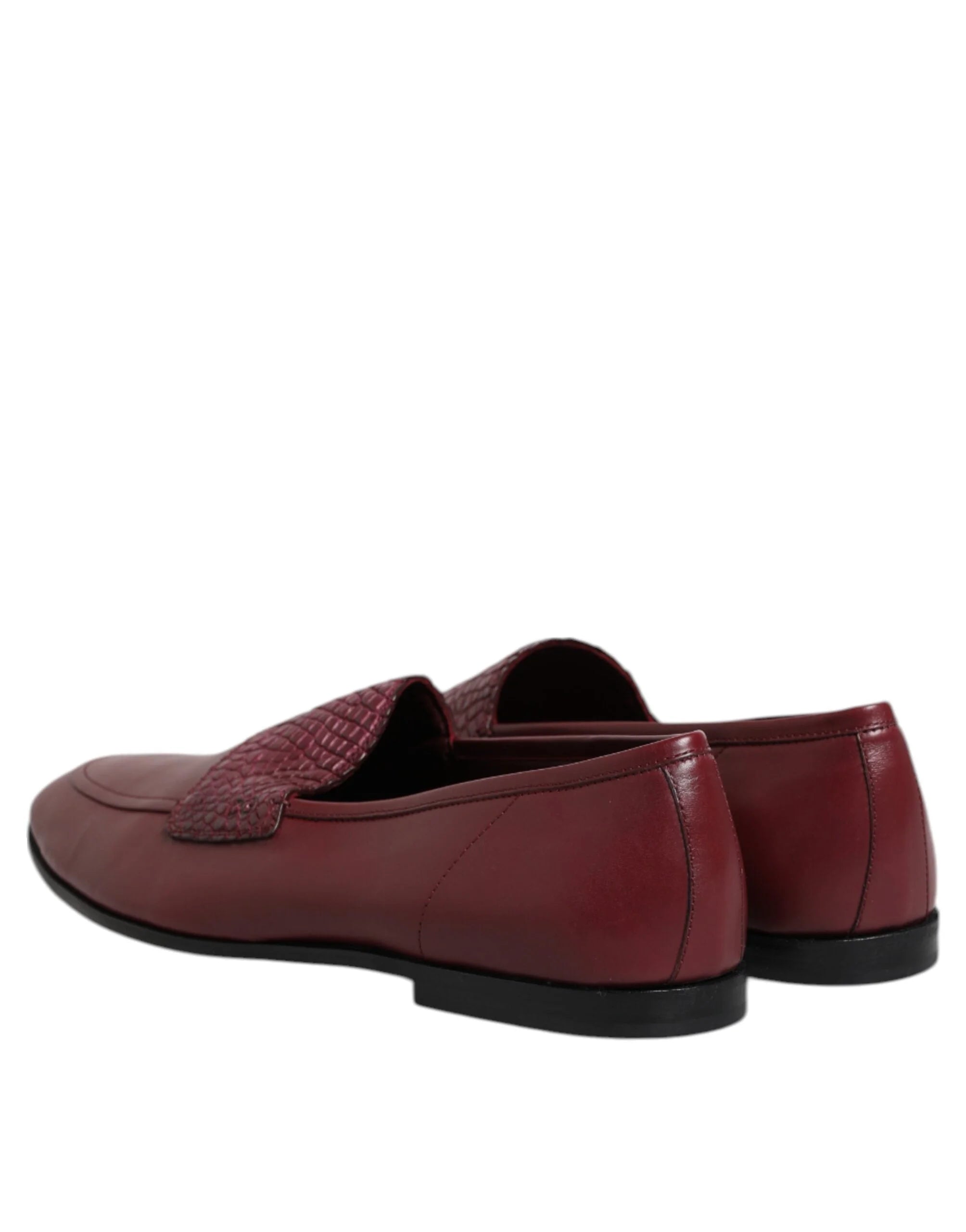 Dolce & Gabbana Burgundy Calfskin Leather Formal Slip On Shoes - Flats