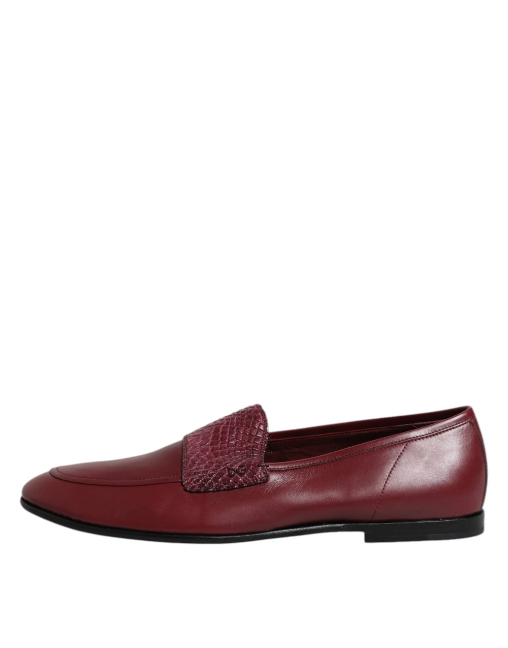 Dolce & Gabbana Burgundy Calfskin Leather Formal Slip On Shoes - Flats