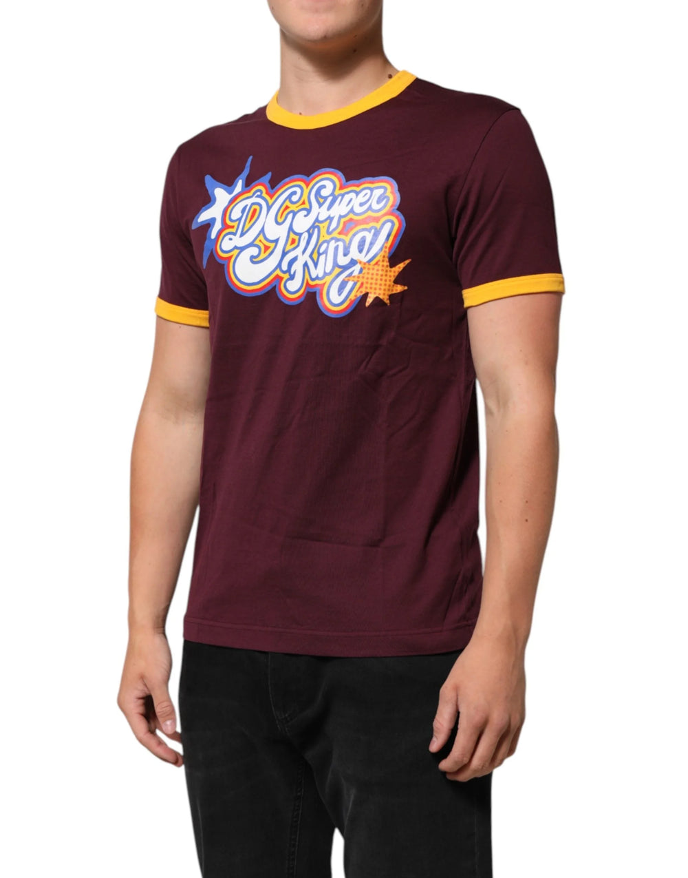 Dolce & Gabbana Burgundy Cotton DG Super King Logo T-Shirt - IT48 | M - T-Shirts