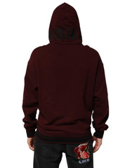 Dolce & Gabbana Burgundy Cotton Plaid Lined Men Hoodie Sweater - Hoodies