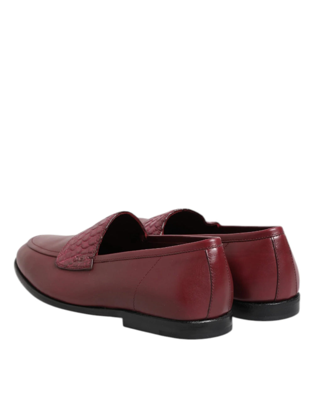 Dolce & Gabbana Burgundy Leather Formal Slip On Shoes - Flats