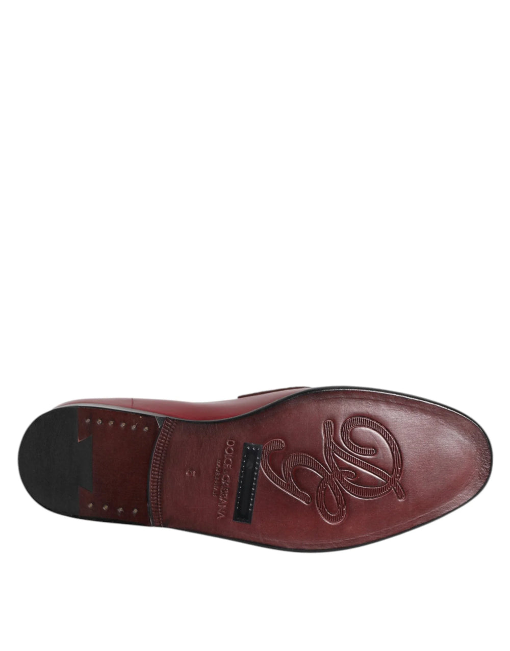 Dolce & Gabbana Burgundy Leather Formal Slip On Shoes - Flats
