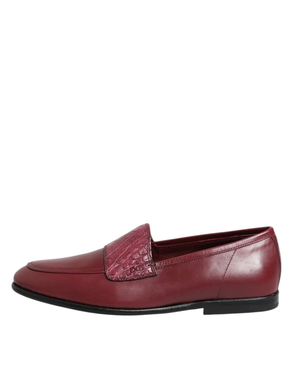 Dolce & Gabbana Burgundy Leather Formal Slip On Shoes - Flats