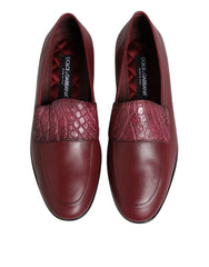 Dolce & Gabbana Burgundy Leather Formal Slip On Shoes - Flats