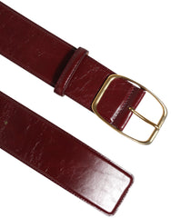 Dolce & Gabbana Burgundy Leather Gold Metal Buckle Women Belt - Belts