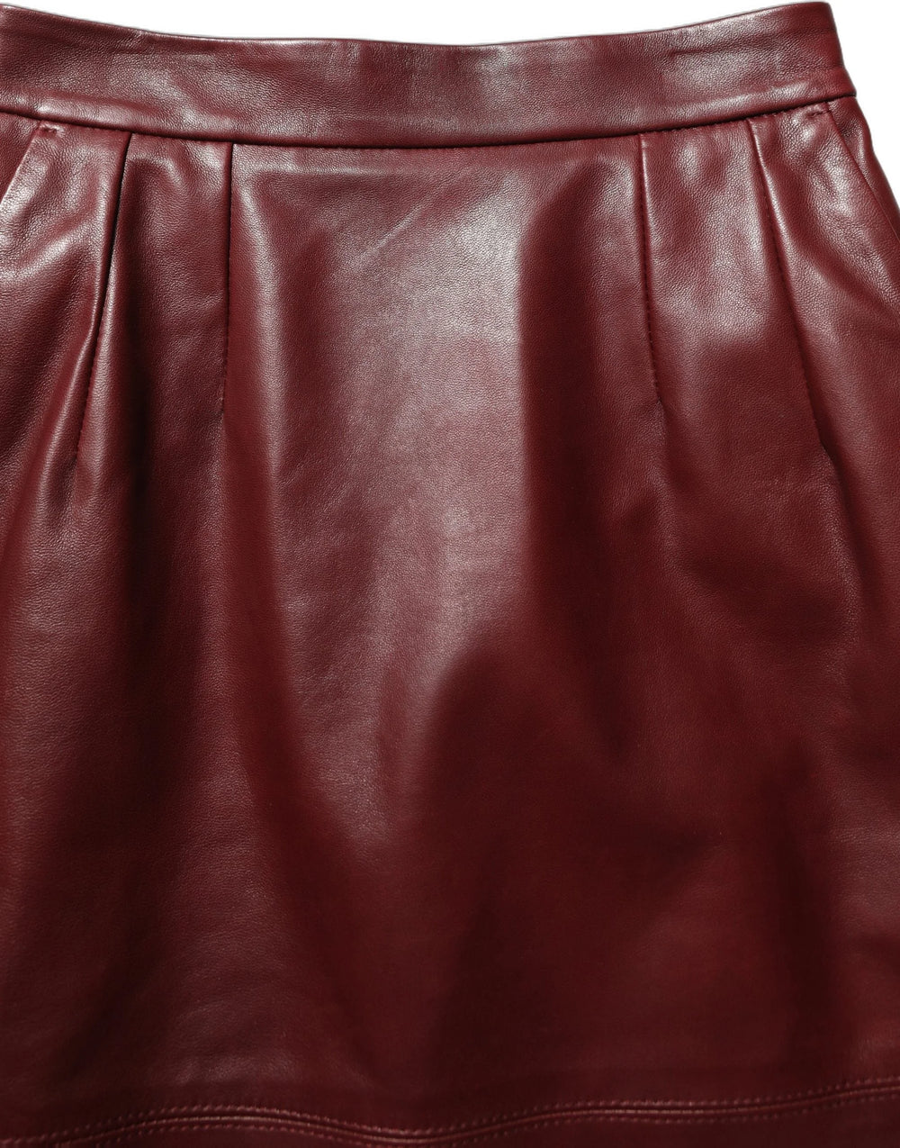Dolce & Gabbana Burgundy Leather High Waist Pencil Midi Skirt - IT40|S