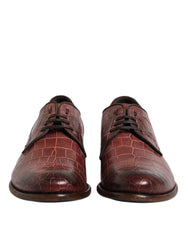 Dolce & Gabbana Burgundy Leather Lace Up Derby Dress Shoes - EU43/US10 - Shoes