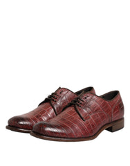 Dolce & Gabbana Burgundy Leather Lace Up Derby Dress Shoes - EU43/US10
