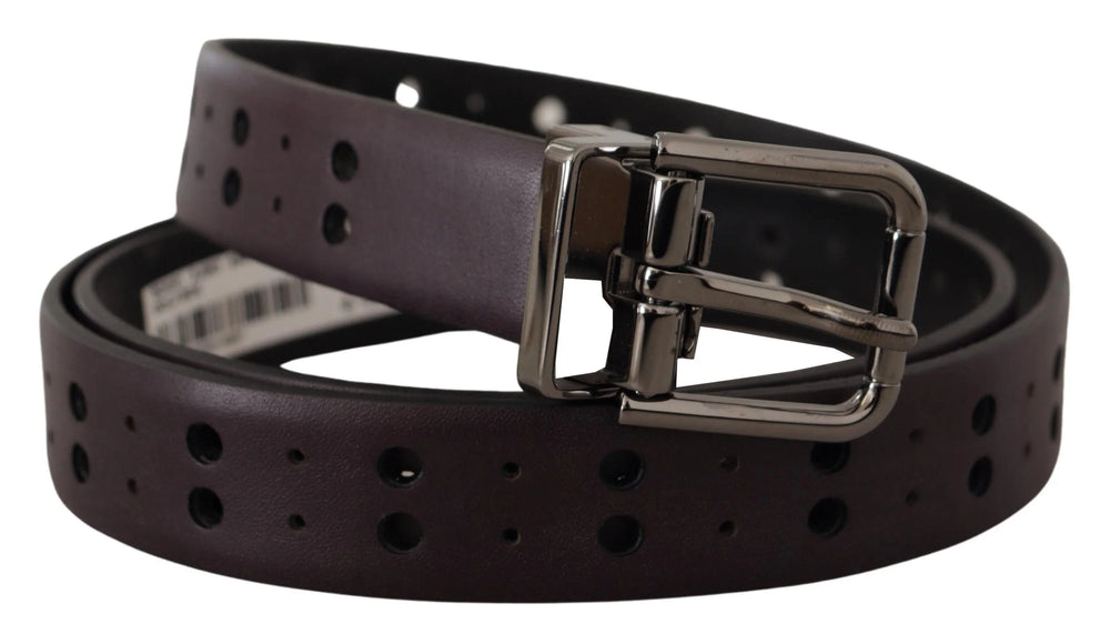 Dolce & Gabbana Burgundy Leather Perforated Metal Buckle Belt - 90 cm / 36 Inches - Belts