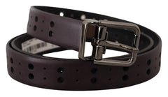 Dolce & Gabbana Burgundy Leather Perforated Metal Buckle Belt - 90 cm / 36 Inches - Belts