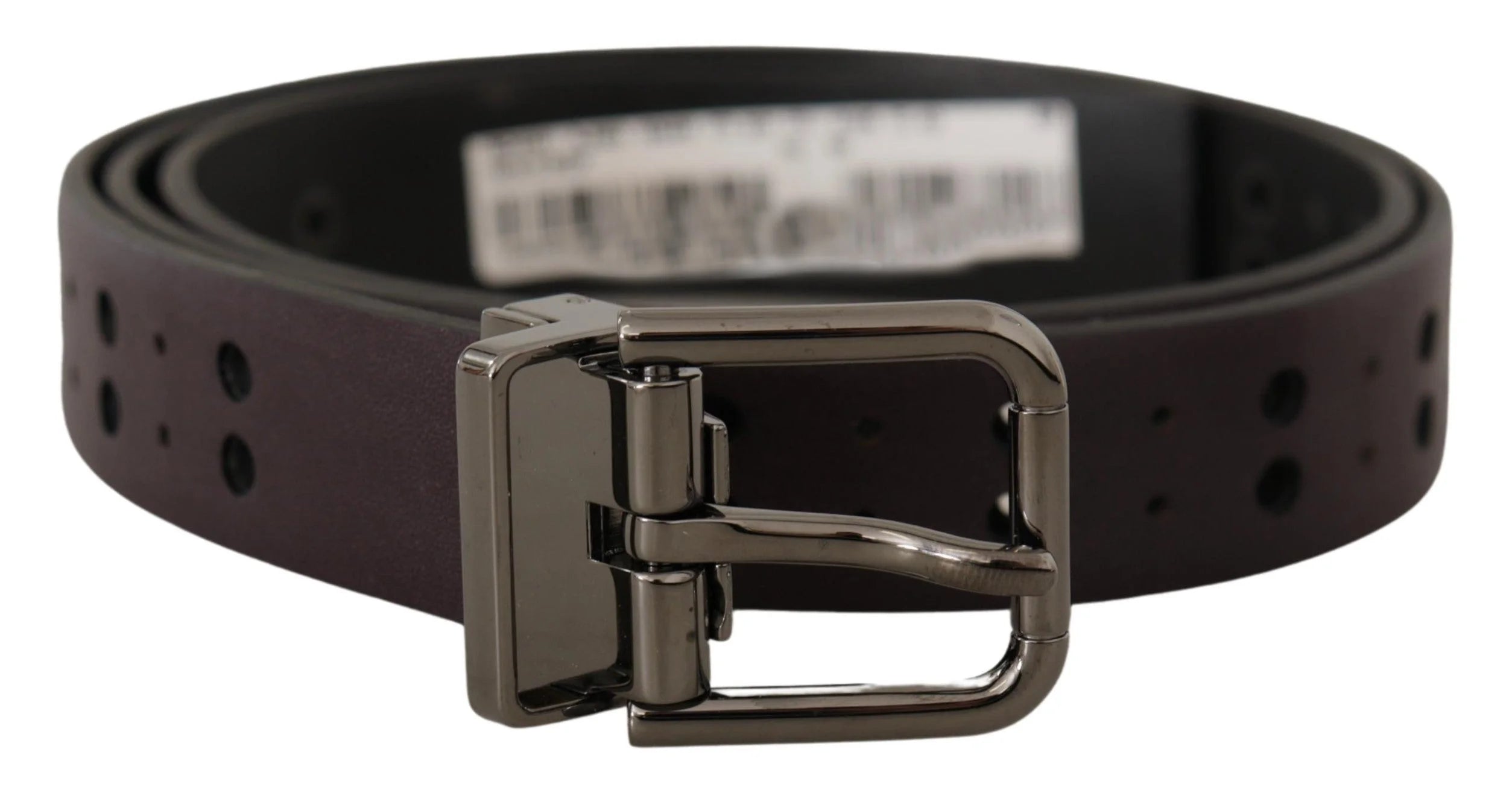 Dolce & Gabbana Burgundy Leather Perforated Metal Buckle Belt - 90 cm / 36 Inches - Belts
