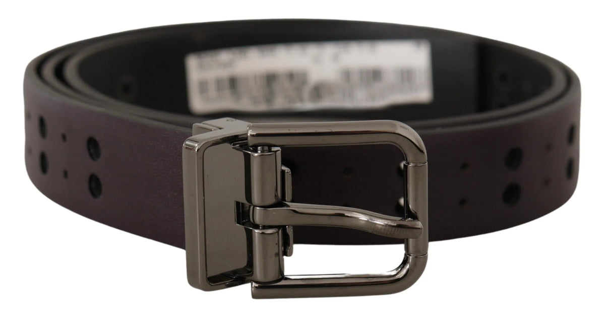 Dolce & Gabbana Burgundy Leather Perforated Metal Buckle Belt - 90 cm / 36 Inches - Belts