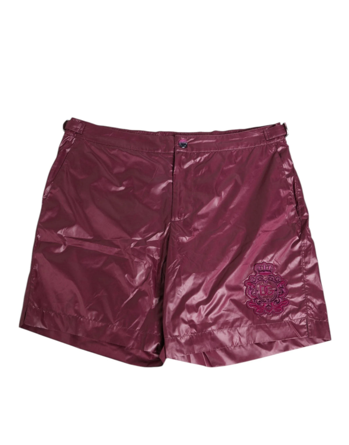 Dolce & Gabbana Burgundy Polyester Logo Embossed Crest Swimwear - IT48 | M