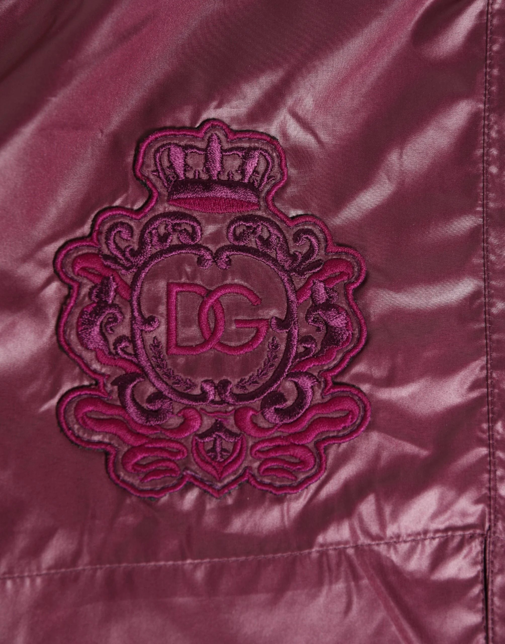 Dolce & Gabbana Burgundy Polyester Logo Embossed Crest Swimwear - IT48 | M