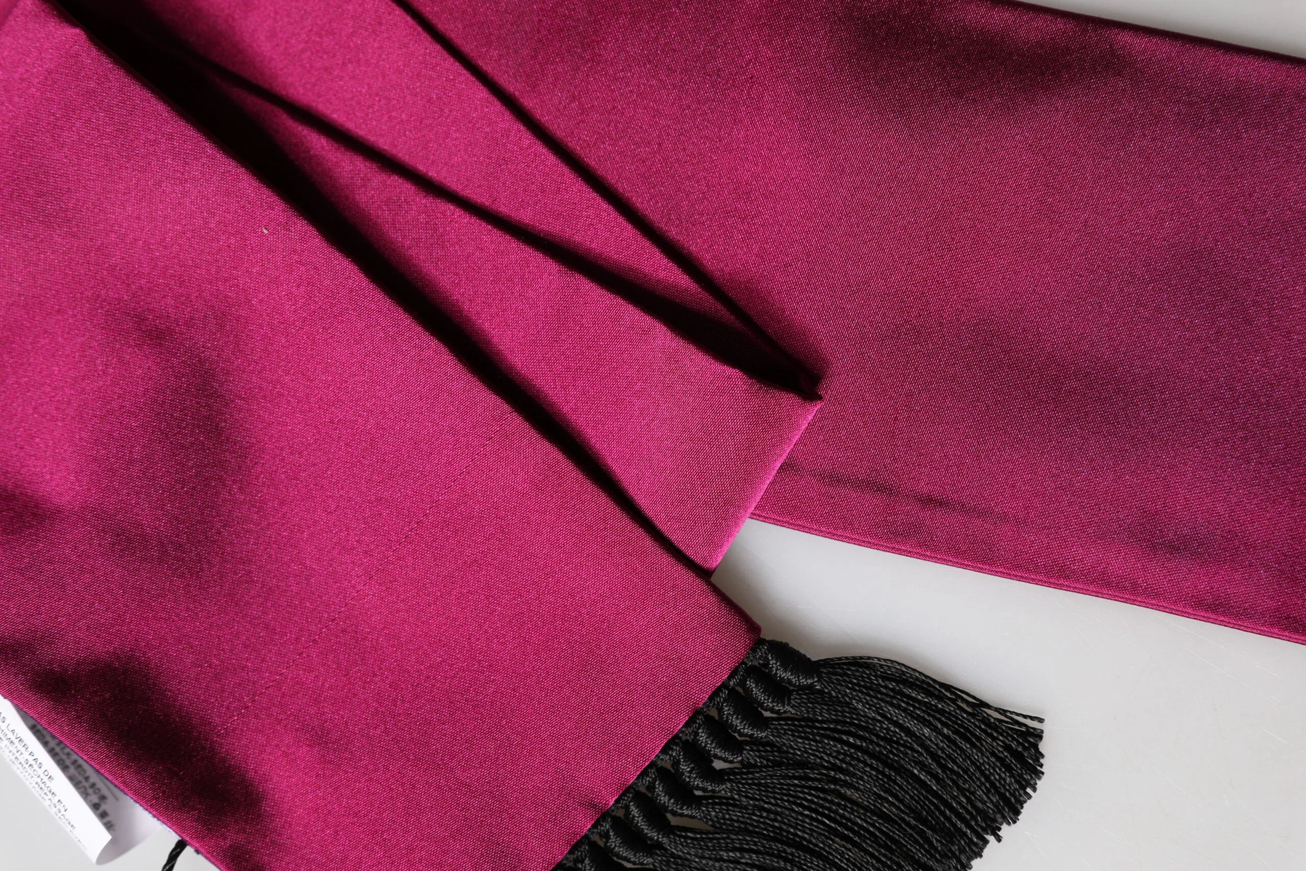 Dolce & Gabbana Burgundy Silk Fringe Neck Wrap Foulard 160.5cm x 8cm Scarf