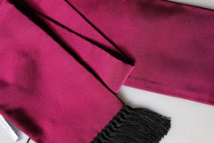 Dolce & Gabbana Burgundy Silk Fringe Neck Wrap Foulard 160.5cm x 8cm Scarf