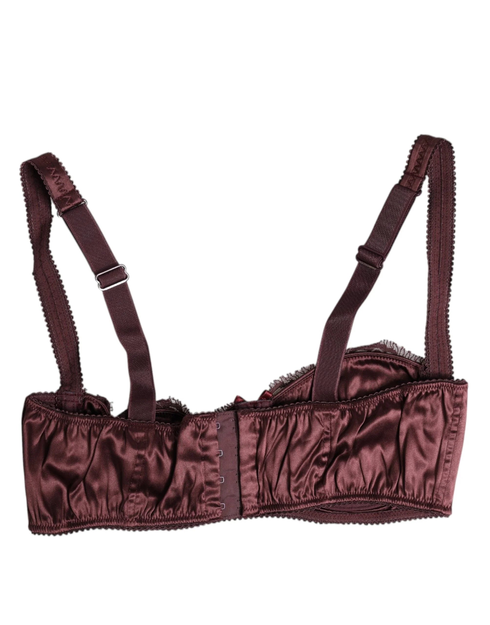 Dolce & Gabbana Burgundy Silk Underwired Balconette Bra Underwear - Bras