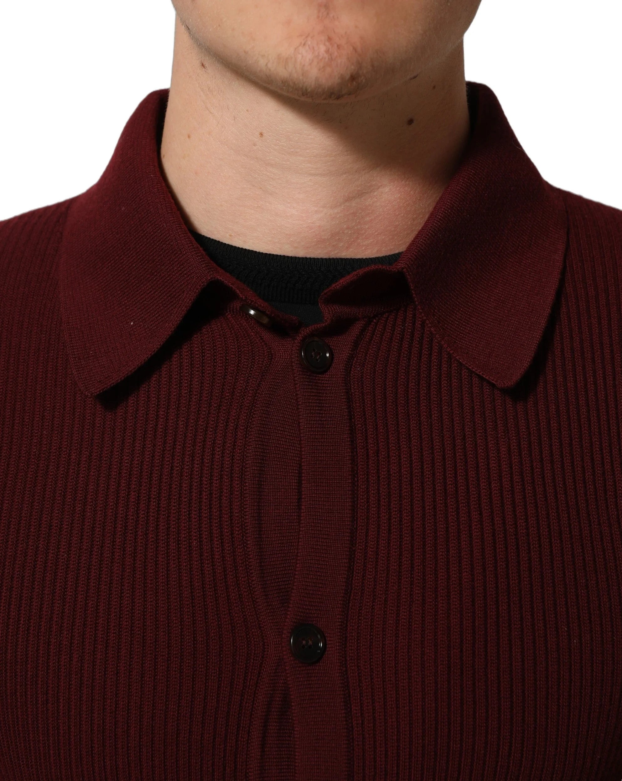 Dolce & Gabbana Burgundy Wool Button Down Cardigan Sweater - IT48 | M