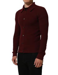 Dolce & Gabbana Burgundy Wool Button Down Cardigan Sweater - IT48 | M