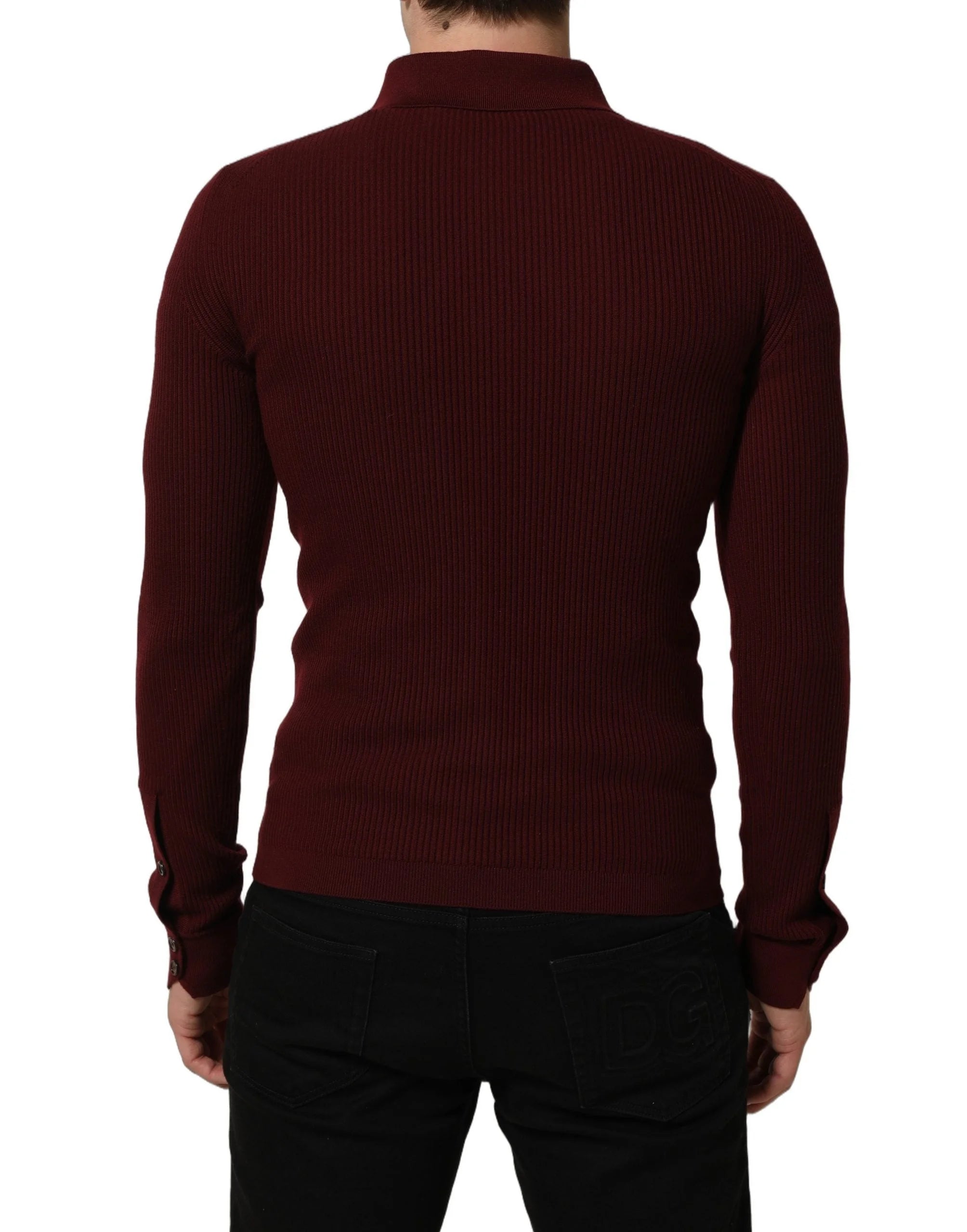 Dolce & Gabbana Burgundy Wool Button Down Cardigan Sweater - IT48 | M
