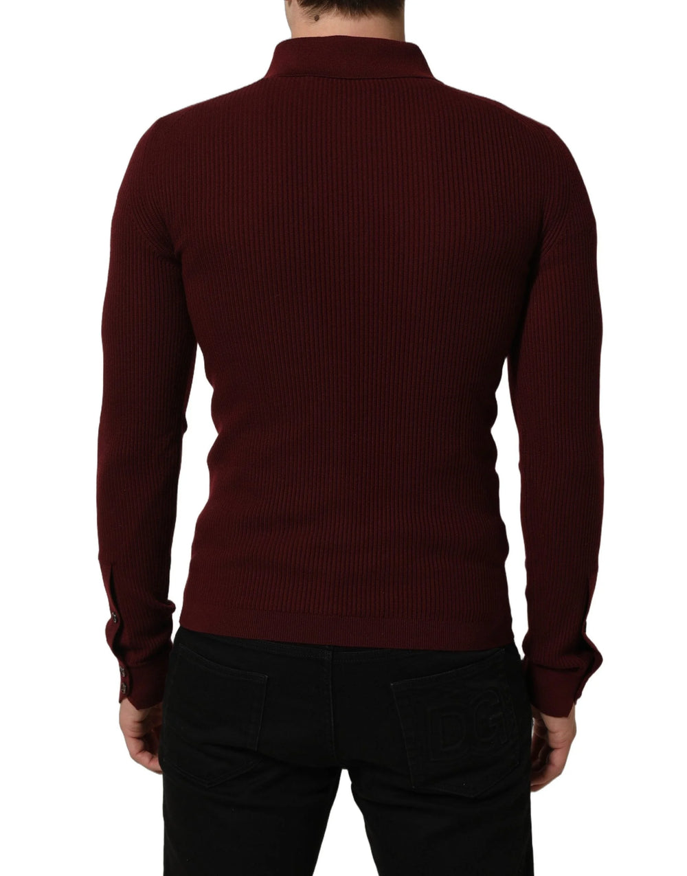 Dolce & Gabbana Burgundy Wool Button Down Cardigan Sweater - IT48 | M