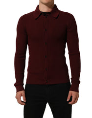 Dolce & Gabbana Burgundy Wool Button Down Cardigan Sweater - IT48 | M