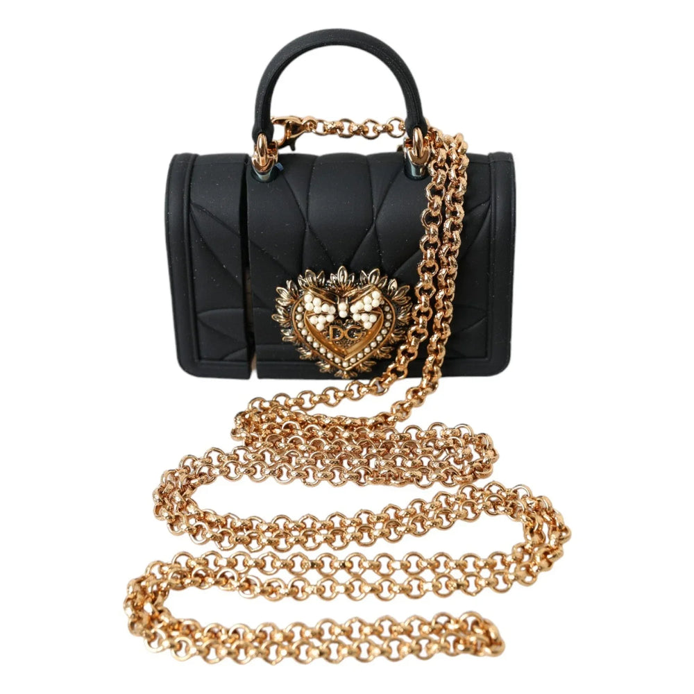 Dolce & Gabbana Case Black Silicone Devotion Heart Cover Hand Bag Airpod - Headphone Carrying Cases