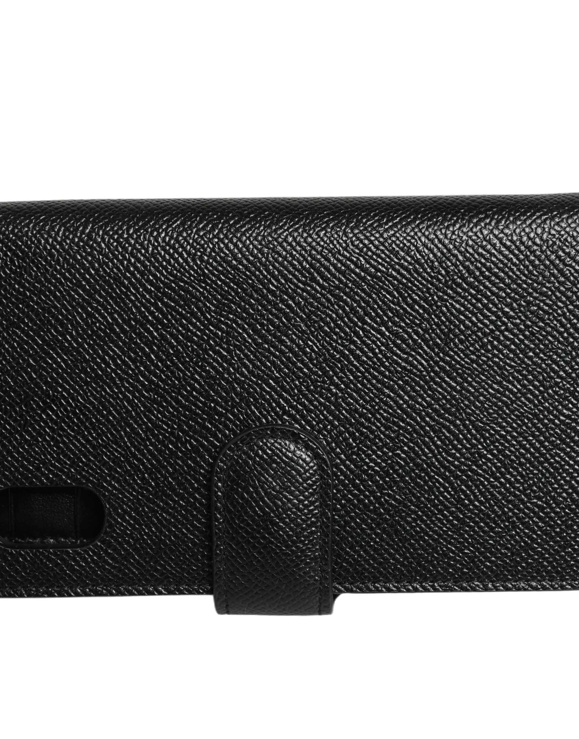 Dolce & Gabbana Case Flip Cover Black Calf Leather iPhone X - XS Phone