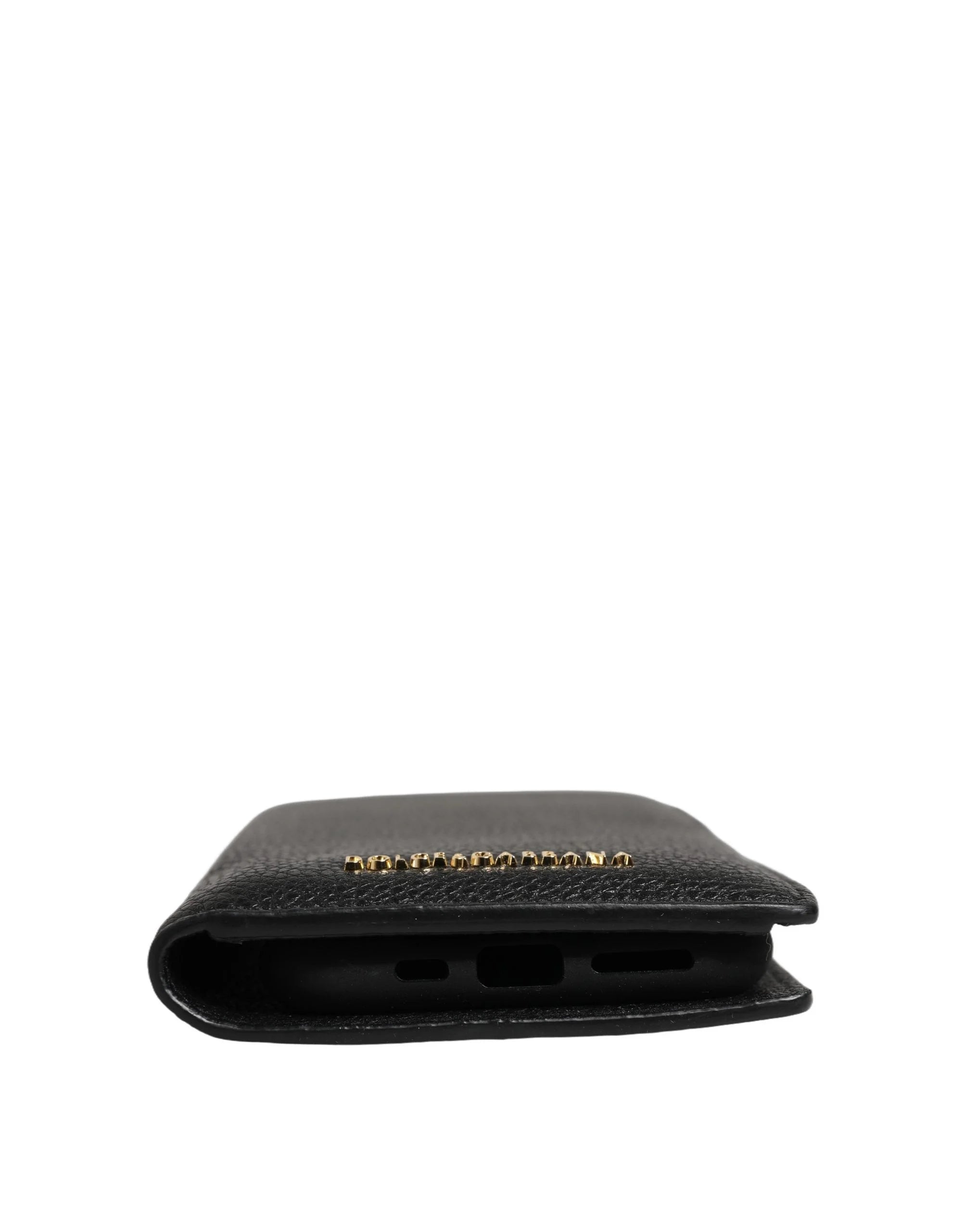 Dolce & Gabbana Case Flip Cover Black Calf Leather iPhone11 PRO Phone