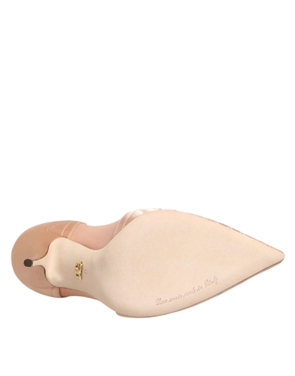 Dolce & Gabbana Cipria Nude Satin Mesh Stiletto Pumps Shoes - Heels