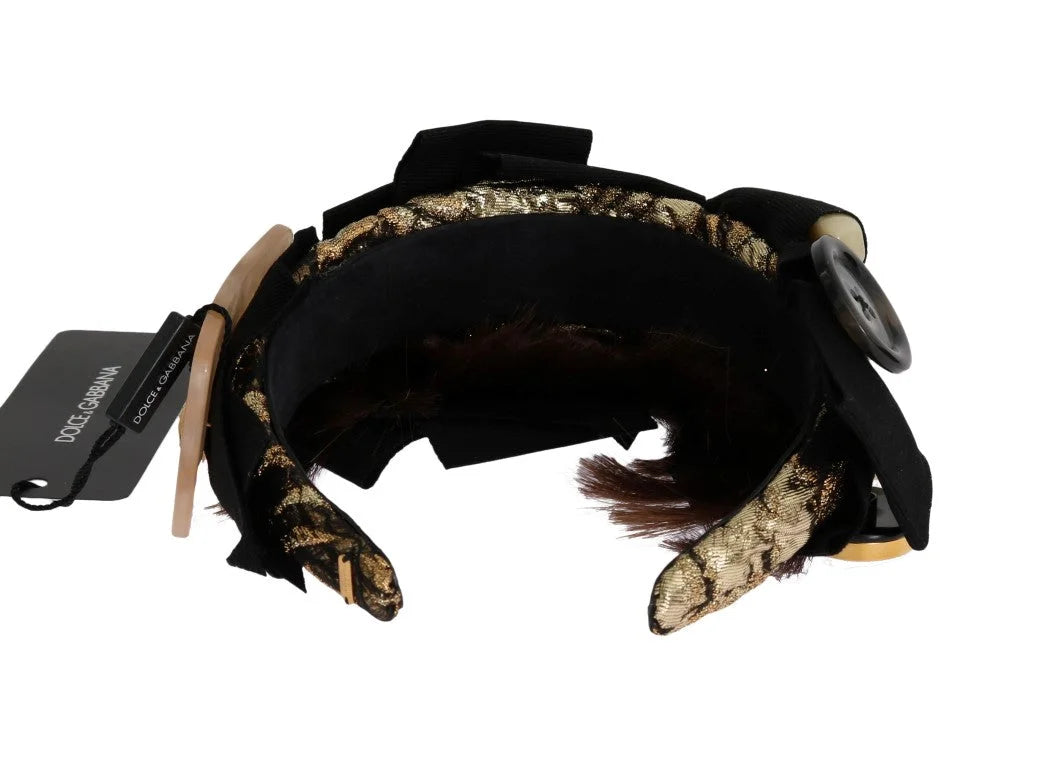 Dolce & Gabbana Clear Crystal Brown Hair Headband - Headbands