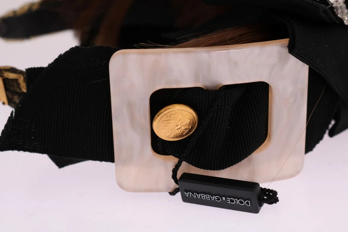 Dolce & Gabbana Clear Crystal Brown Hair Headband - Headbands