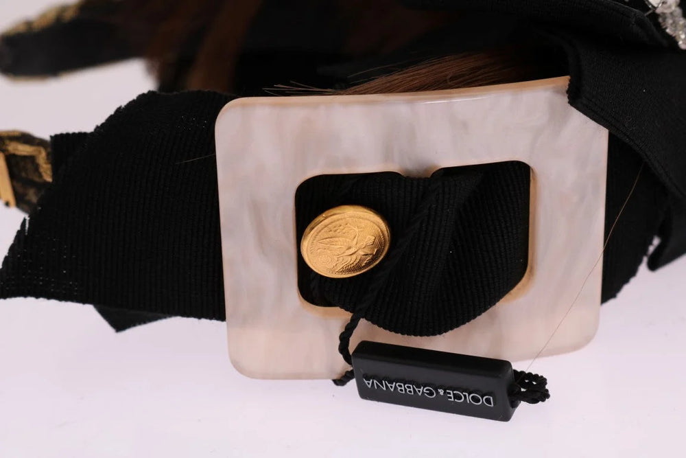 Dolce & Gabbana Clear Crystal Brown Hair Headband - Headbands