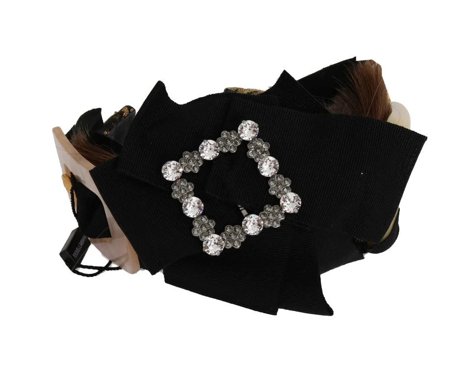 Dolce & Gabbana Clear Crystal Brown Hair Headband - Headbands