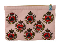 Dolce & Gabbana Clutch Pink D&G Logo Devotion Heart Toiletry Pouch Wallet - Toiletry Bags